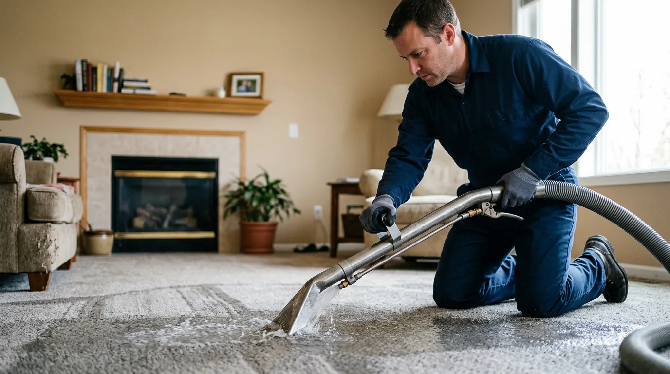 Water damage restoration technician working near Helix, OR
